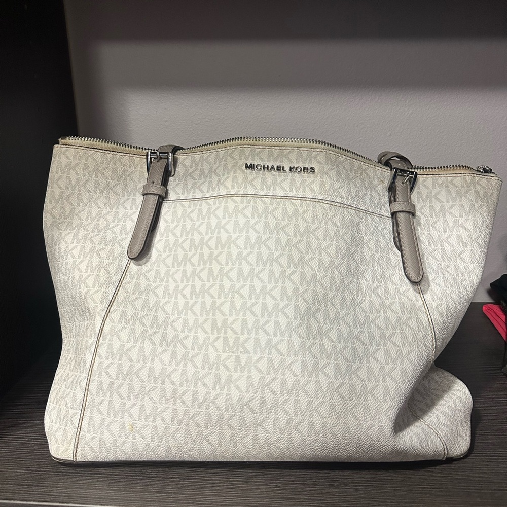 Michael Kors Cream and Gray Tote Bag